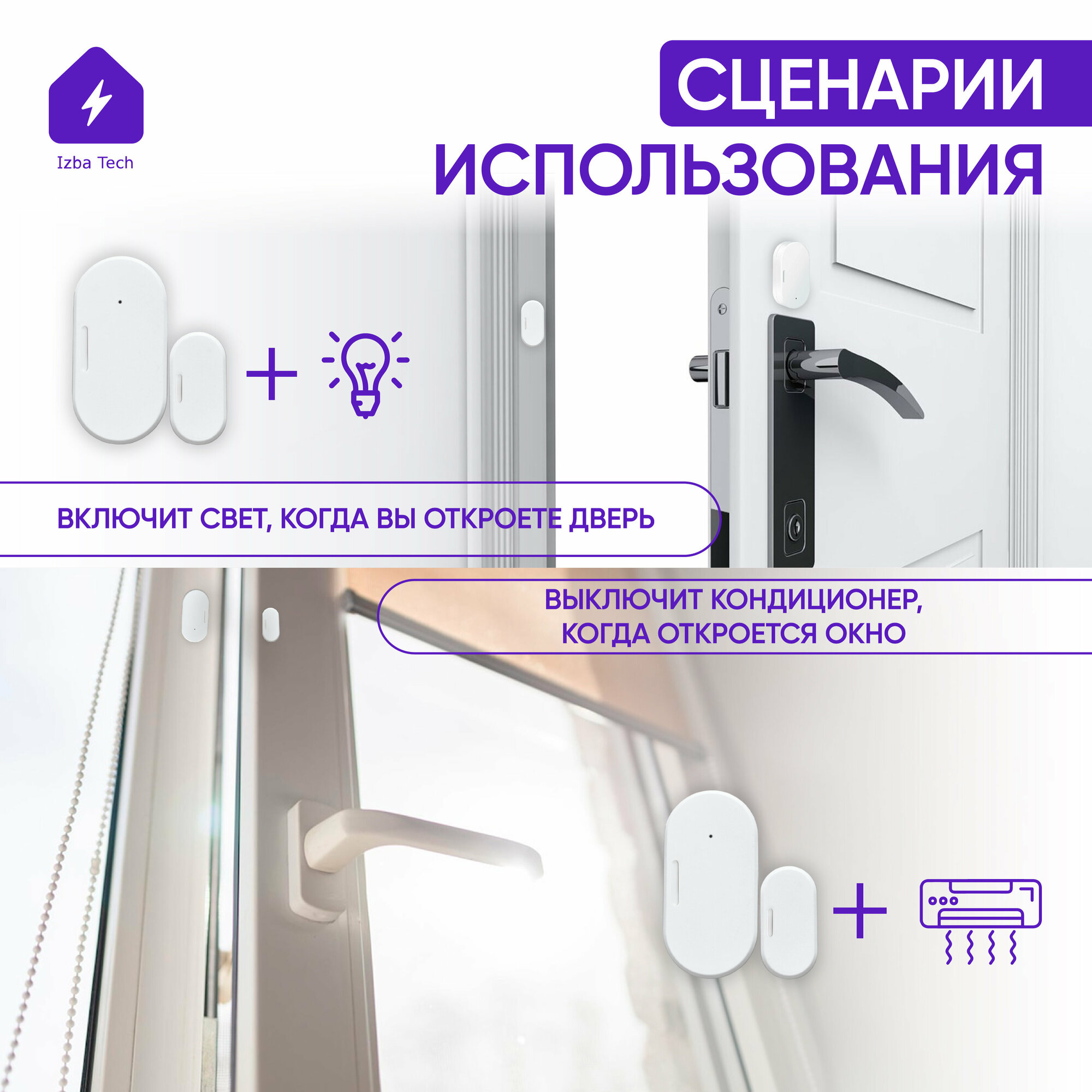 Новый датчик открытия окна или двери Tuya Zigbee для умного выключателя, розетки для Алисы, работает со шлюзом Tuya Gateway — фото 5
