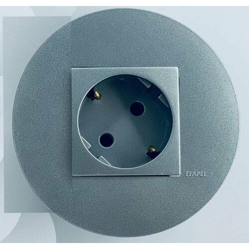 Розетка круглая 1-постовая Efapel Quadro 45 алюминий, 45911 TBR 45993 45131 TAL