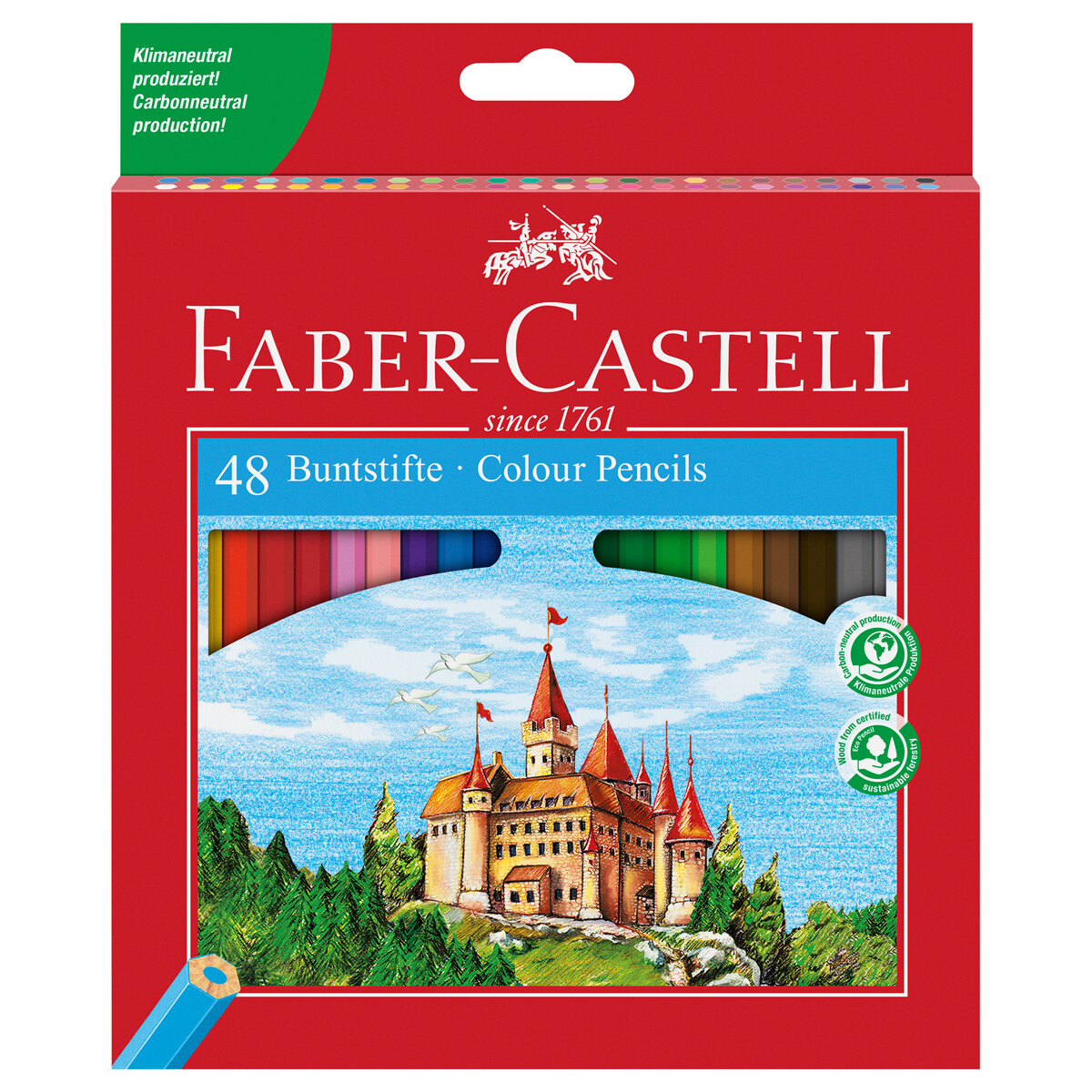 Карандаши цветные Faber-Castell "Замок", 48цв, шестигр, заточ, картон, европодвес