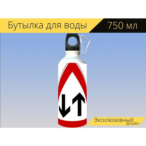 фото Бутылка фляга для воды "дорожный знак, знаки дорожного движения, знак" 750 мл. с карабином и принтом lotsprints