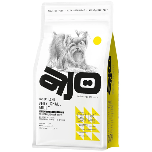 AJO Dog Very Small Adult Сухой полнорационный корм с гречкой для взрослых собак миниатюрных пород 1,5 кг