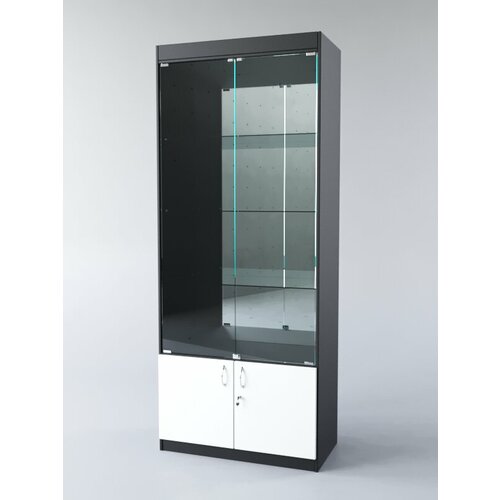 Витрина афродита 1-6 с дверками задняя стенка - зеркало ЧерныйБелый 90 x 45 x 220 см 21641₽