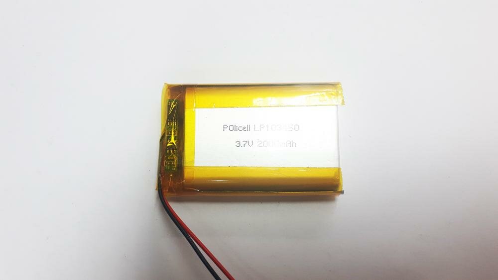 Литий-полимерный аккумулятор Policell Li-Pol 3.7v LP 103450-PCM 2000mAh , 1шт.
