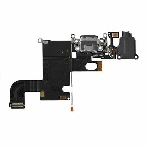 Шлейф разъём зарядки для iPhone 6 (микрофон, гарнитура, антенна) черный