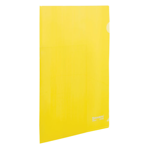 Папка-уголок жесткая BRAUBERG, желтая, 0,15 мм, 223968 комплект 100 шт папка уголок жесткая brauberg желтая 0 15 мм 223968