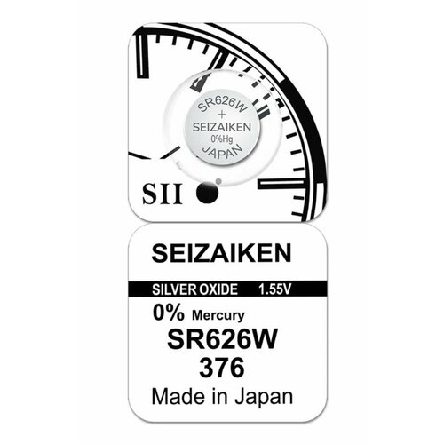 Батарейка для часов Seizaiken SR626W /376 1.55V (1 шт) батарейка seizaiken 371 sr920 sr69 ag6 20 шт