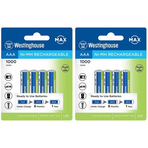 Аккумуляторы Westinghouse 1000 mAh R03/AAA 8шт.