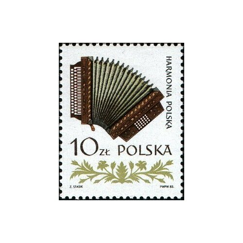 (1984-003) Марка Польша Аккордеон Польские музыкальные инструменты III Θ