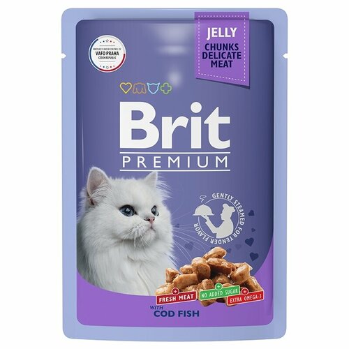 brit пауч для котят с телятиной и морковью в желе 5050116 0 085 кг 58568 2 шт Brit Пауч для взрослых кошек с треской в желе 5050178, 0,085 кг, 58574 (2 шт)