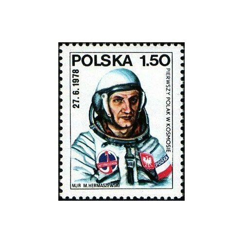 (1978-024) Марка Польша Мирослав Гермашевский Интеркосмос. Первый польский космонавт III Θ польша 20 злотых 1978 г первый польский космонавт 2