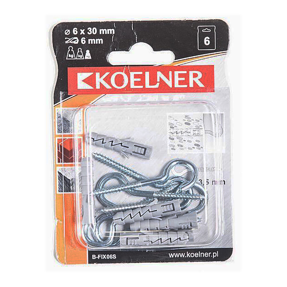 Дюбель KOELNER FIX10S D10х50 мм с S-крюком D6х85 мм 4 шт