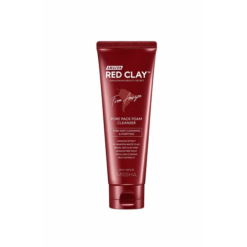 Пенка для очищения пор MISSHA AMAZON RED CLAY PORE PACK FOAM CLEANSER 120 мл missha пенка для умывания и очищения пор amazon red clay с амазонской красной глиной 120 мл 2 шт