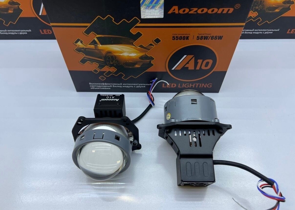 Светодиодные би лед линзы Aozoom A10 Unicorn комплект для фар автомобилей модуль bi led Аозум — фото 6