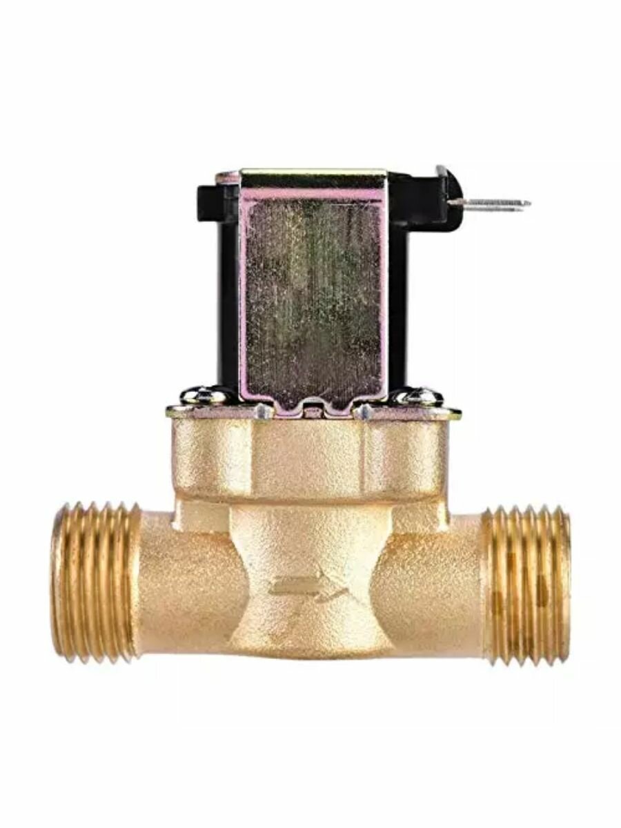 Электромагнитный водопроводный клапан 1/2" нормально-закрытый латунь до 80 C 12В AC FCD-180B (Ф)