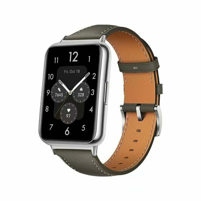 фото Кожаный ремешок для Huawei Watch Fit 2 (серый)