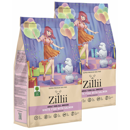 ZILLII ADULT DOG ALL BREED WHITE FISH & SALMON для взрослых собак всех пород с белой рыбой и лососем (3 + 3 кг)