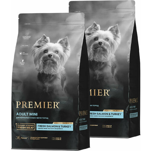 PREMIER LOW GRAIN DOG ADULT MINI SALMON & TURKEY низкозерновой для взрослых собак маленьких пород с лососем и индейкой (1 + 1 кг) mystic adult dog salmon для взрослых собак всех пород с лососем 2 5 кг