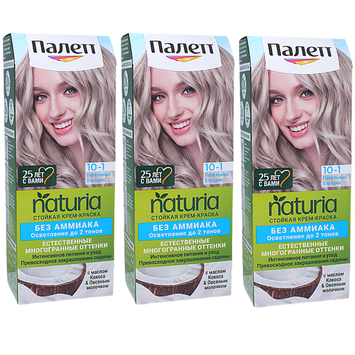 Палетт Naturia Краска для волос 10-1 Пепельный блондин набор 3шт