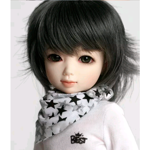 Iplehouse Wig IHW_SS049 (Полудлинный парик с креативной стрижкой цвет чёрный размер 15-18 см для кукол Иплхаус)