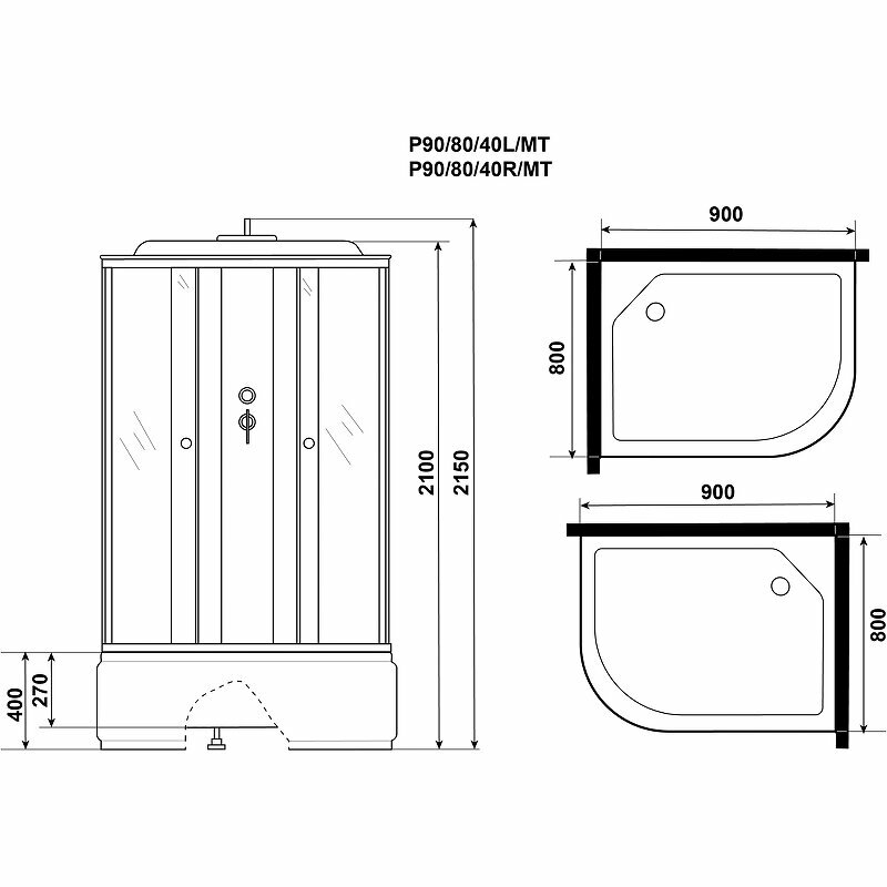 Душевая кабина Niagara Promo P90/80/40L/MT (900х800х2150)