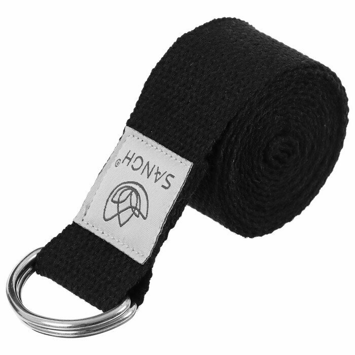 фото Ремень для йоги, 180 × 4 см, цвет чёрный