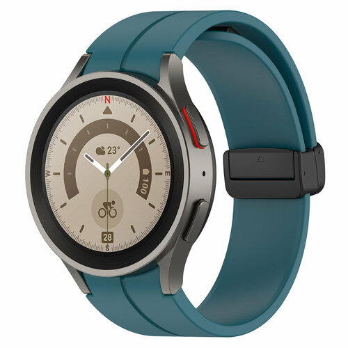 Силиконовый ремешок для Samsung Galaxy Watch 4/5/6, L, черная застежка, светло-зеленый