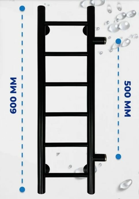 Полотенцесушитель водяной Аврора П6 200*800 м/о 500 черный матовый санприз