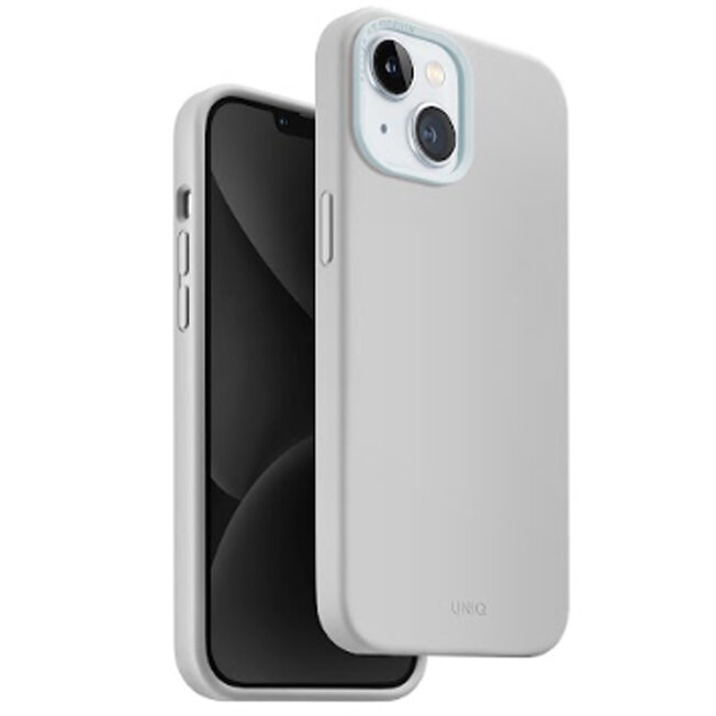 фото Чехол Uniq LINO MagSafe для iPhone 15 серый (Chalk Grey)