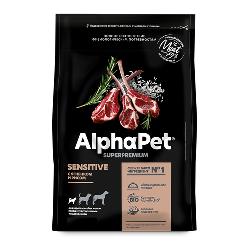 ALPHAPET SUPERPREMIUM 3 кгсухой корм для взрослых собак мелких пород с чувс. пищ. с ягн alphapet superpremium сухой корм для взрослых собак мелких пород с чувствительным пищеварением с ягненком и рисом 3кг х 5 шт