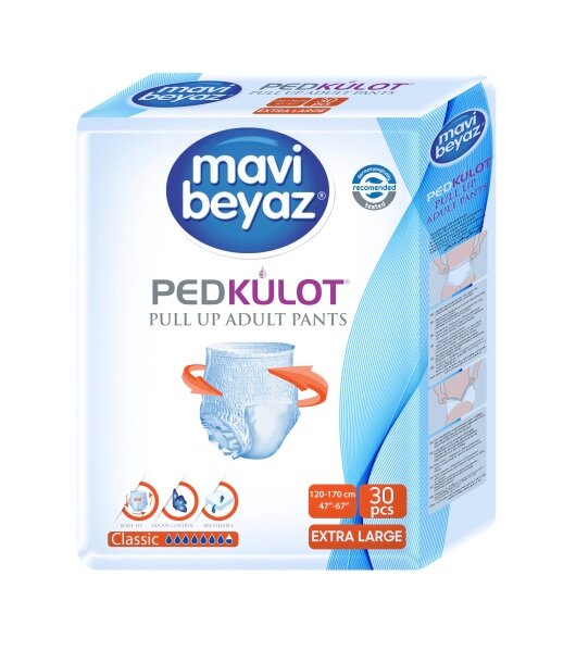 Подгузники-трусы Mavi beyaz Extra Large, объем талии 120-170 см, 30шт.