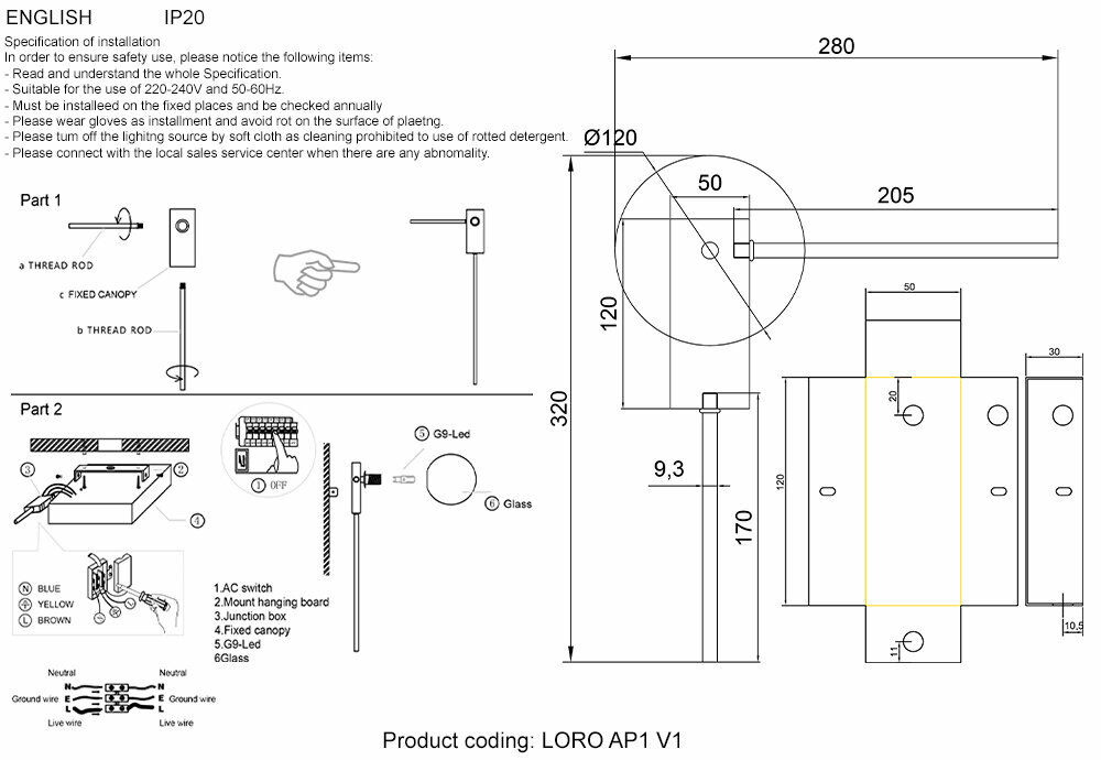 Бра Crystal Lux Loro AP1 V1 Black