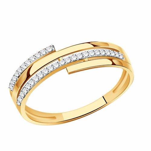 фото Кольцо diamant online, золото, 585 проба, фианит, размер 18, прозрачный