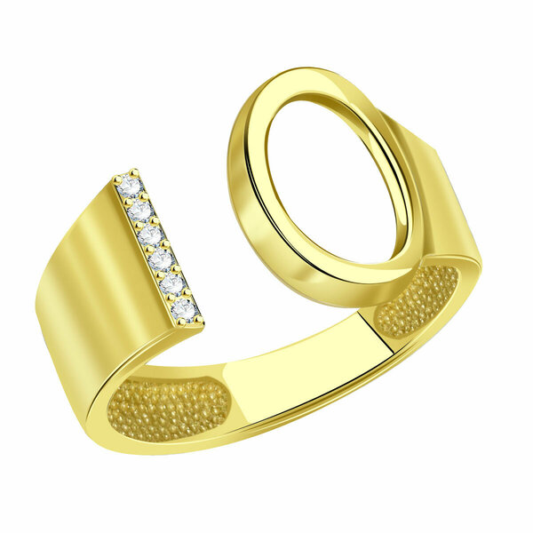 Кольцо Эстет, желтое золото, 585 проба, фианит, размер 17.5, прозрачный
