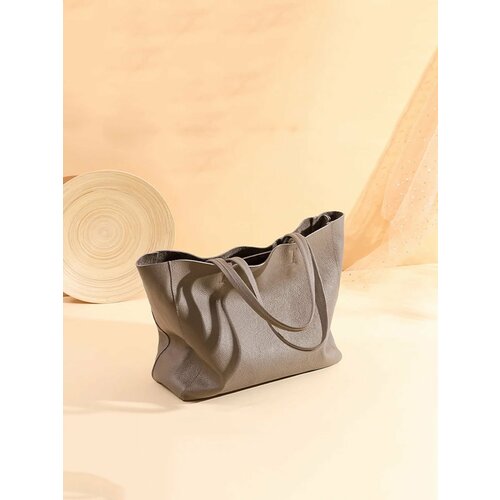 фото Сумка шоппер dorizori, фактура зернистая, матовая, серый