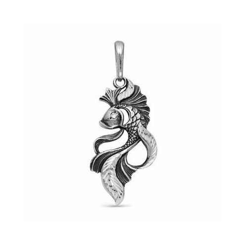 фото Подвеска красная пресня, серебро, 925 проба, оксидирование, фианит, размер 4 см.