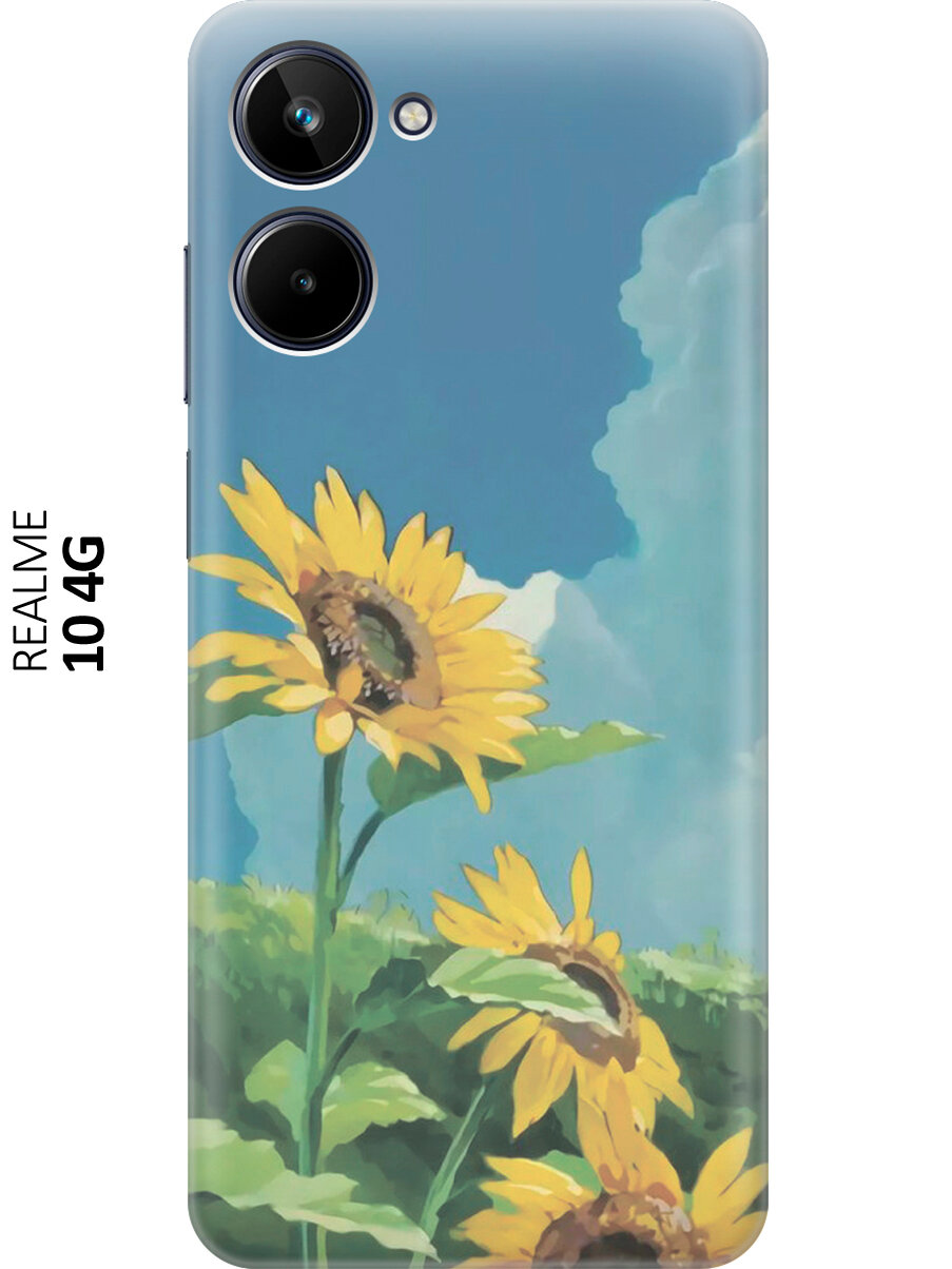 Силиконовый чехол Три подсолнуха в поле на Realme 10 4G / Рилми 10 4Г