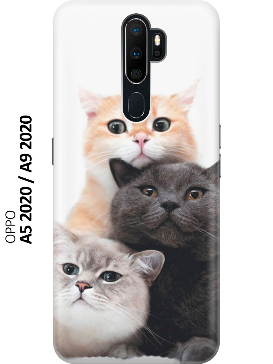 Силиконовый чехол на Oppo A5 (2020) / A9 (2020) / Оппо А5 2020 / А9 2020 с принтом "Котики"