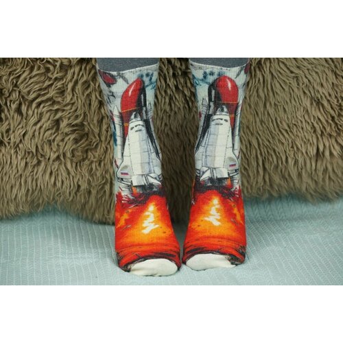 фото Носки шерстянки, размер 39/42, оранжевый, белый