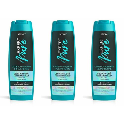Витэкс Шампунь для волос мицеллярный Fresh expert pure, суперочищение и увлажнение, 400 мл, 3 шт