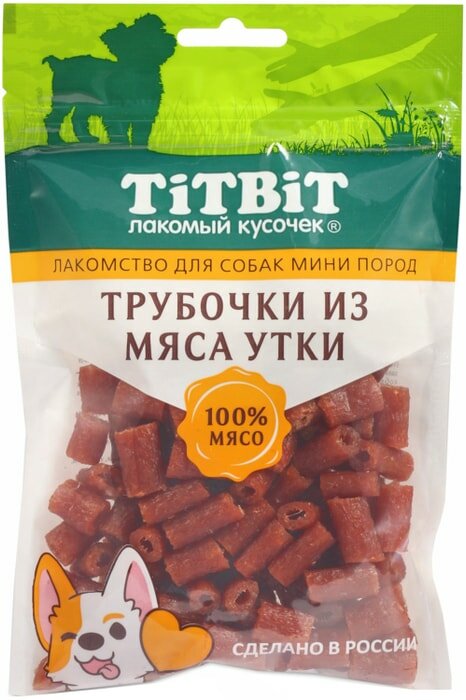 Лакомство для собак TiTBiT трубочки из мяса утки для мини пород 100г