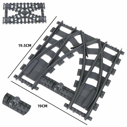 RC Trains Железная дорога Пересечение Железнодорожных путей со стрелками 60128 Train, Track Plastic Double Crossover Rail - Half