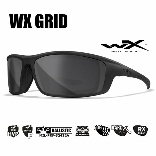 фото Солнцезащитные очки wiley x wx grid (frame matte black, lens grey), черный