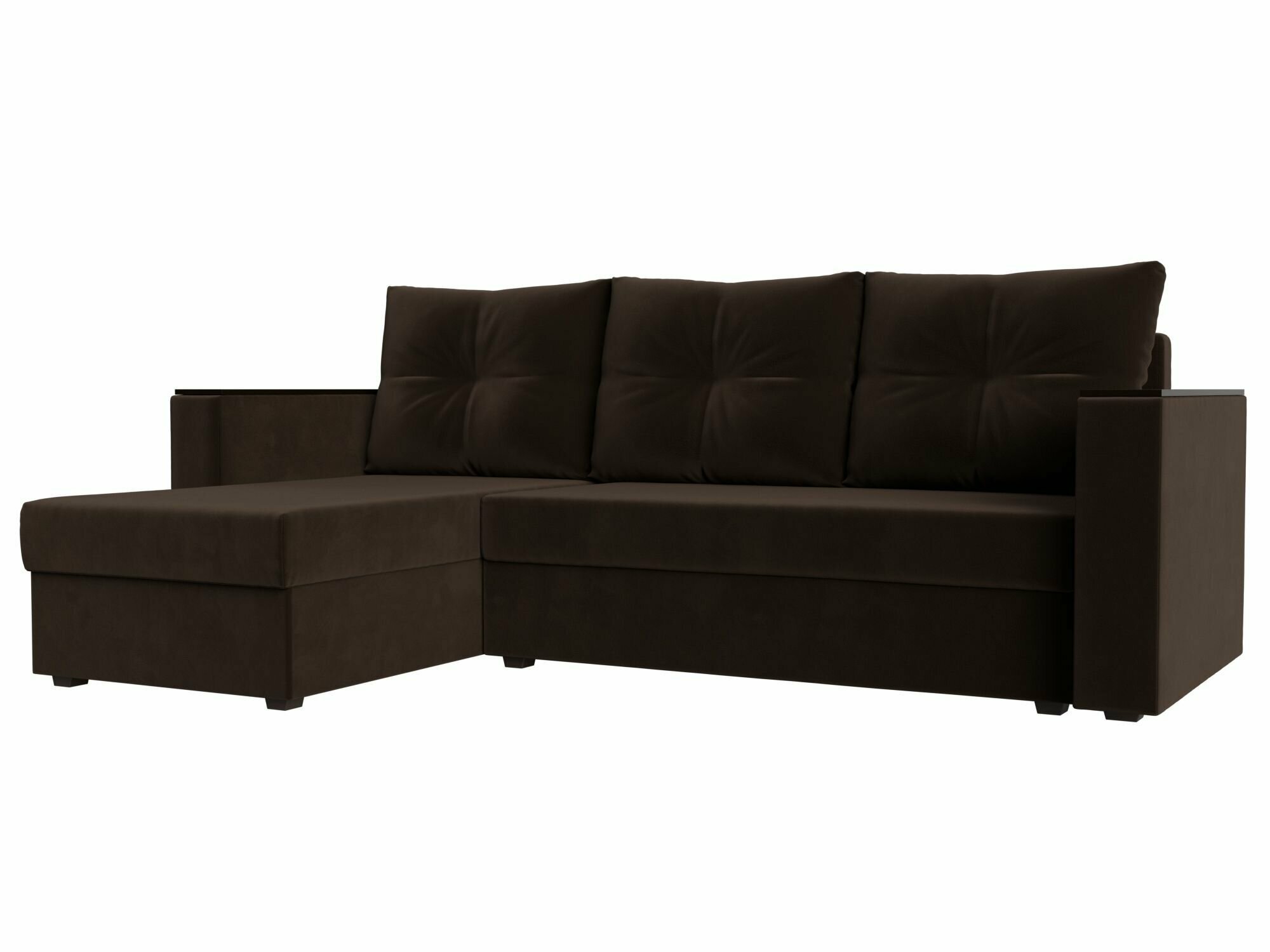фото Угловой диван Атланта Лайт Б/С правый угол, Микровельвет коричневый