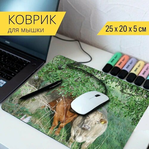 Коврик для мыши с принтом Коровы, природа, пастбище 25x20см. коврик для мыши с принтом коровы природа пастбище 25x20см