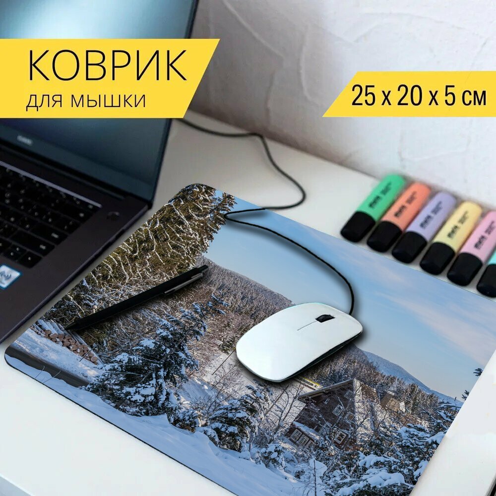 Коврик для мыши с принтом "Дом кабина хижина" 25x20см.