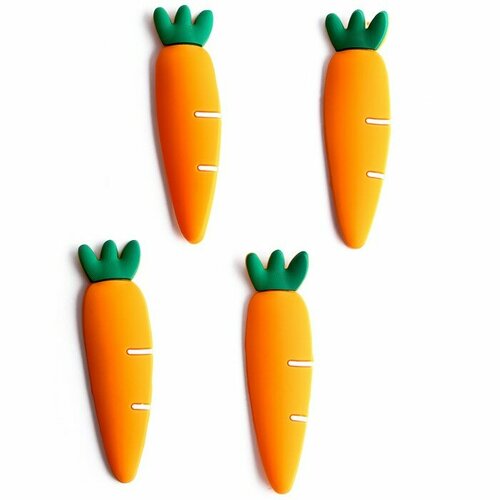 Декор для творчества КНР Морковь силикон, 1,6х6х0,3 см, клеевые подушечки, набор 4 шт (9333048)