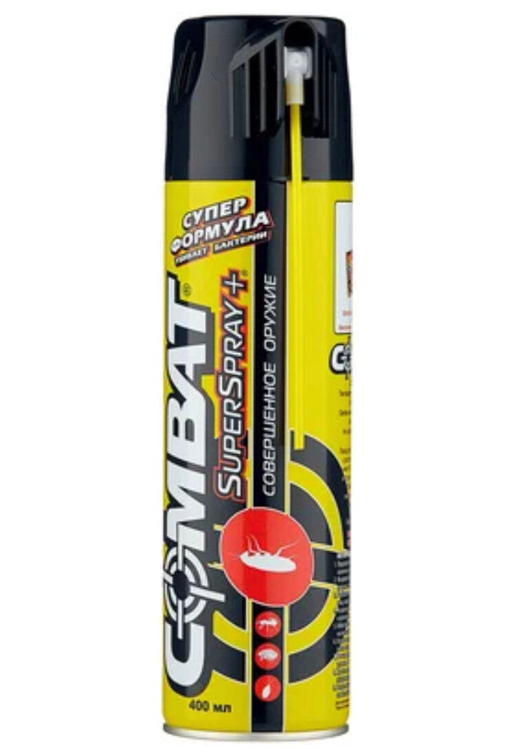 Аэрозоль Combat SuperSpray Plus от ползающих насекомых с дезинфицирующим эффектом 