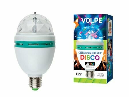 Лампа светодиодная VOLPE Disco проектор 3Вт RGB E27 белый