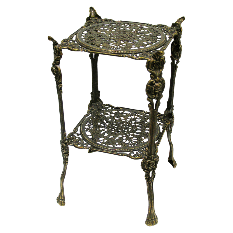 Столик квадратный 24х46 см, 2 полки, антик AL-82-294-ANT