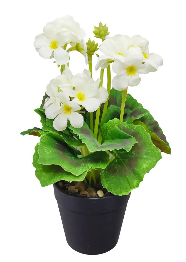 Искусственное растение в горшке Герань садовая 9.5x25 см цвет белый полиэстер